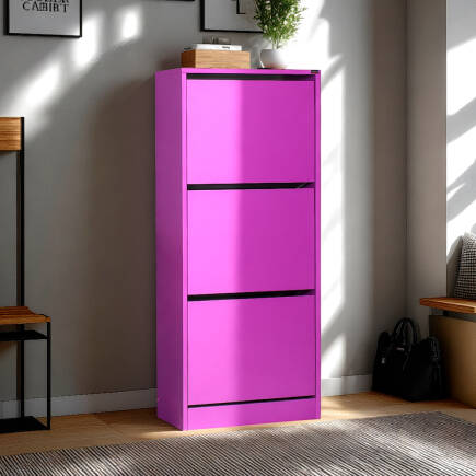 Flat Duo 3 Katlı Ayakkabılık-Mor 51x119x26 cm (GxYxD) 