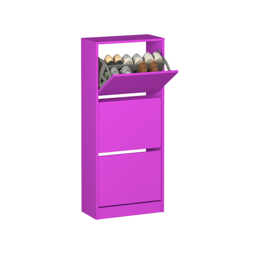 Flat Duo 3 Katlı Ayakkabılık-Mor 51x119x26 cm (GxYxD) - 2