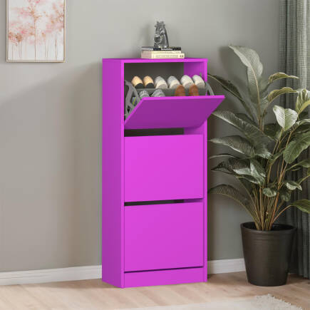 Flat Duo 3 Katlı Ayakkabılık-Mor 51x119x26 cm (GxYxD) - 1