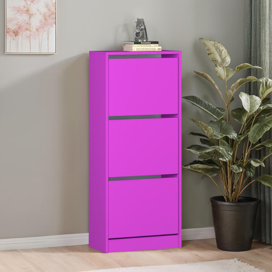 Flat Duo 3 Katlı Ayakkabılık-Mor 51x119x26 cm (GxYxD) - 1