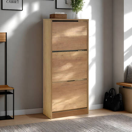 Flat Duo 3 Katlı Ayakkabılık-Açık Ceviz(Tori) 51x119x26 cm (GxYxD) - 1