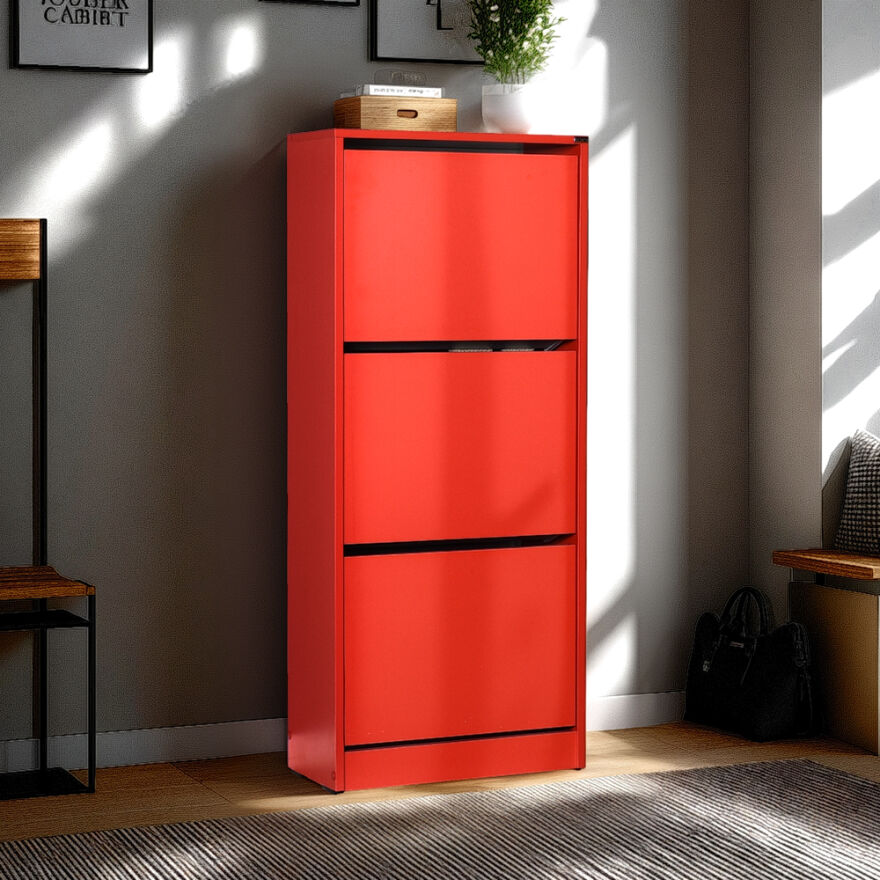 Flat Duo 3 Katlı Ayakkabılık-Kırmızı 51x119x26 cm (GxYxD) - 1