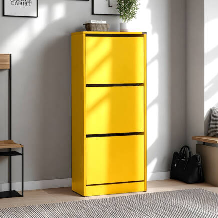 Flat Duo 3 Katlı Ayakkabılık-Sarı 51x119x26 cm (GxYxD) 