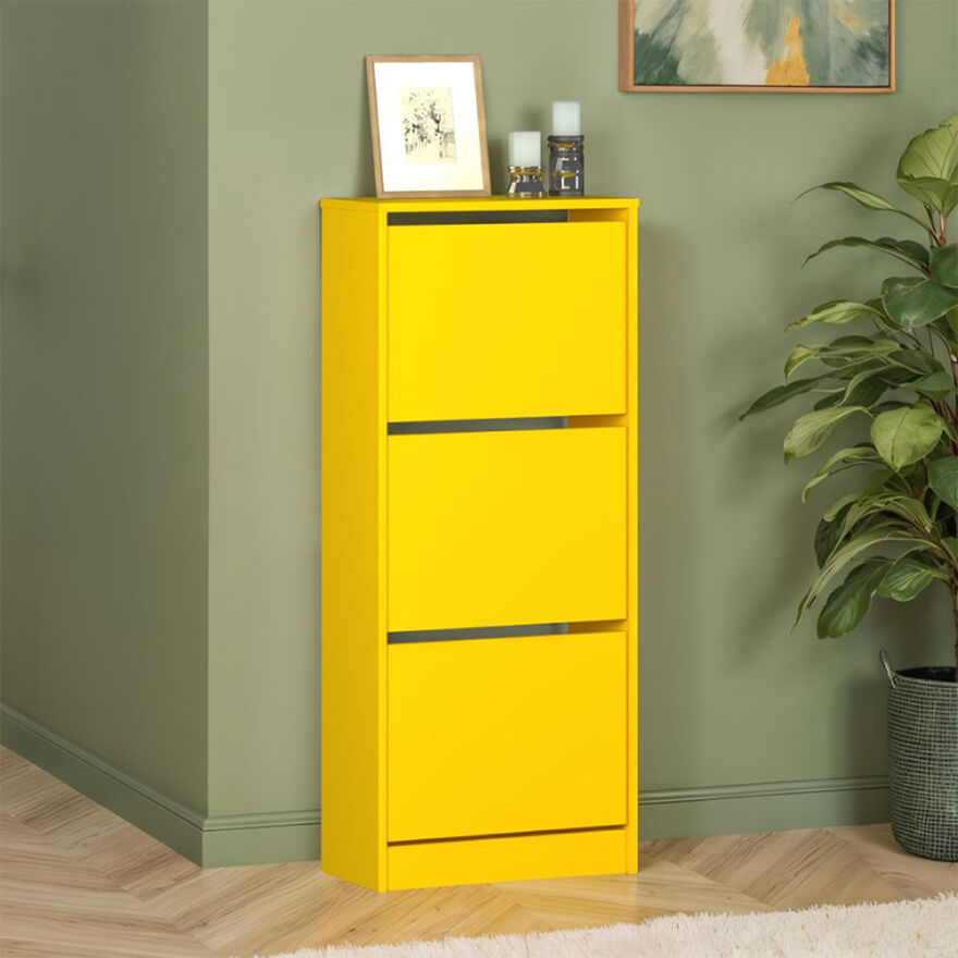 Flat Duo 3 Katlı Ayakkabılık-Sarı 51x119x26 cm (GxYxD) - 2