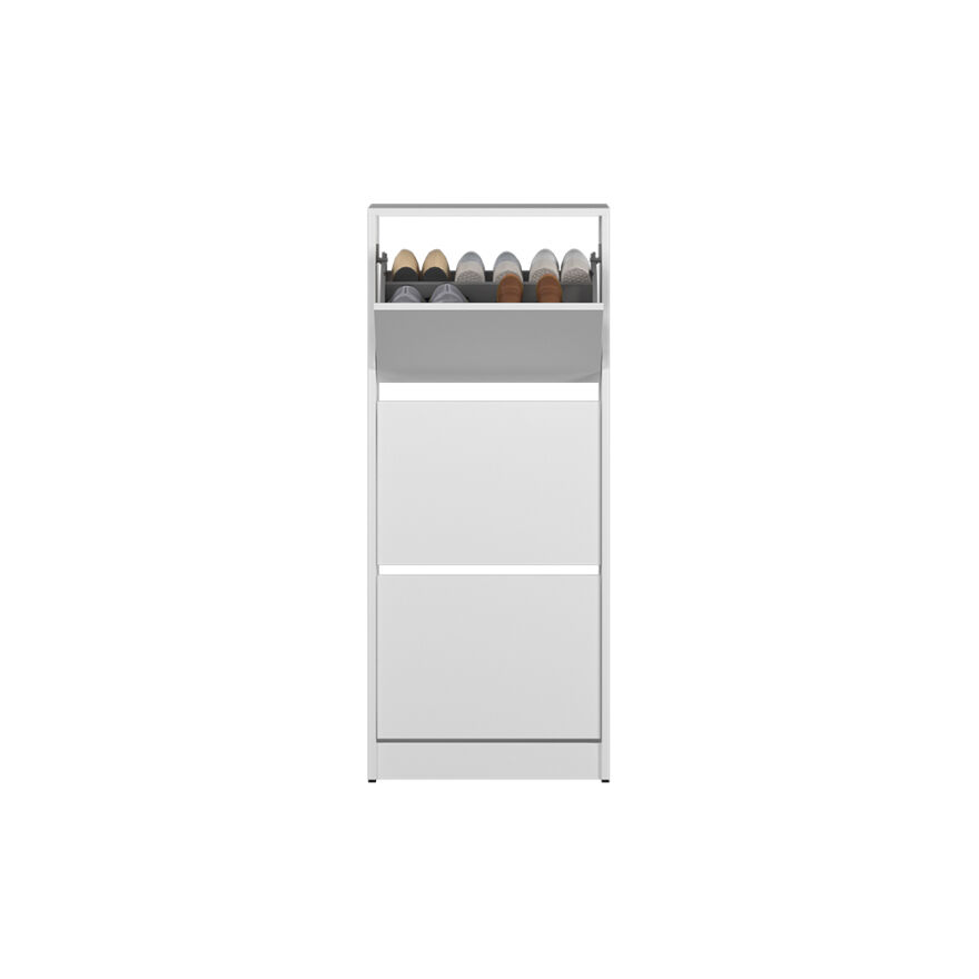 Flat Duo 3 Katlı Ayakkabılık-Mat Beyaz 51x119x26 cm (GxYxD) - 4