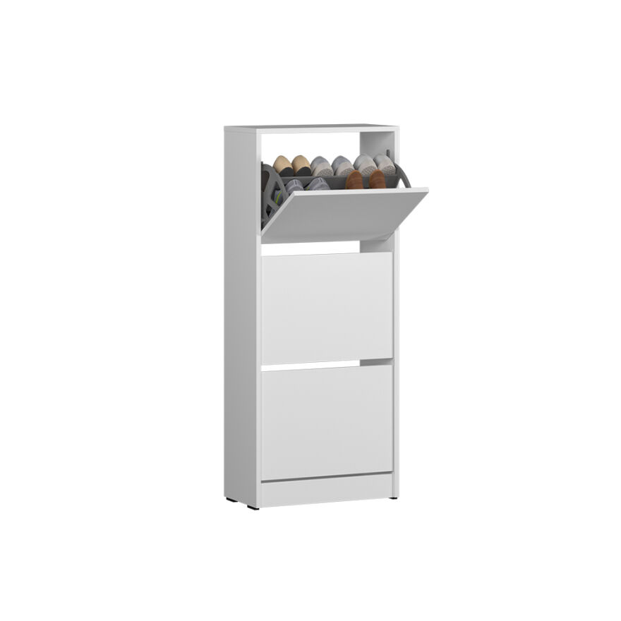 Flat Duo 3 Katlı Ayakkabılık-Mat Beyaz 51x119x26 cm (GxYxD) - 2