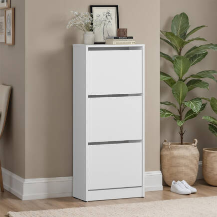 Flat Duo 3 Katlı Ayakkabılık-Mat Beyaz 51x119x26 cm (GxYxD) - 2