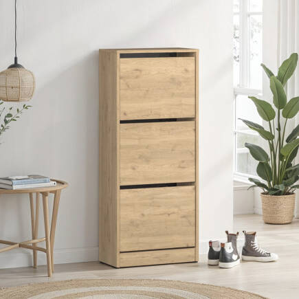 Flat Duo 3 Katlı Ayakkabılık - Florida Meşe 51x119x26 cm 