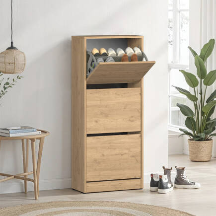 Flat Duo 3 Katlı Ayakkabılık - Florida Meşe 51x119x26 cm - 6