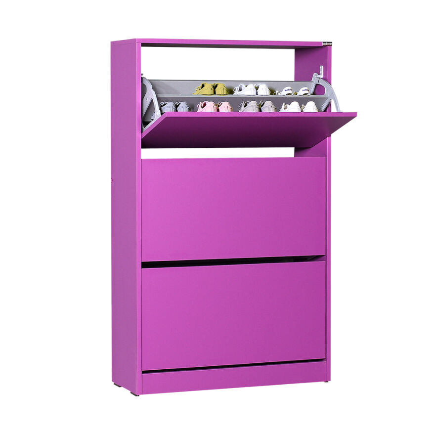 Flat Duo 3 Katlı Geniş Ayakkabılık-Mor 73x119x26 cm (GxYxD) - 3