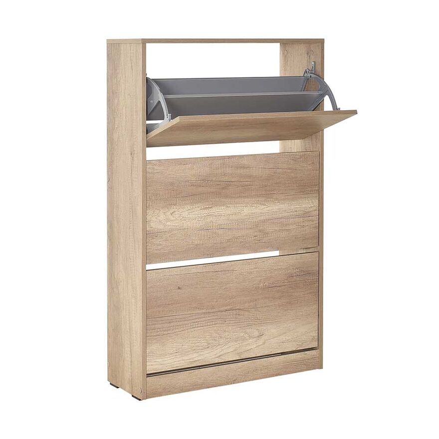 Flat Duo 3 Katlı Geniş Ayakkabılık-Açık Ceviz(Tori) 73x119x26 cm (GxYxD) - 1