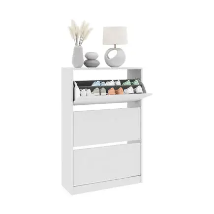 Flat Duo 3 Katlı Geniş Ayakkabılık-Mat Beyaz 73x119x26 cm (GxYxD) - 3