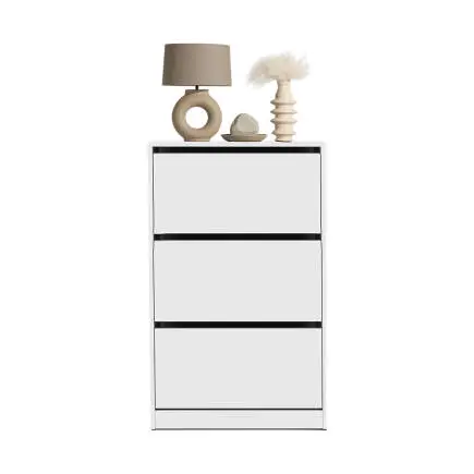 Flat Duo 3 Katlı Geniş Ayakkabılık-Mat Beyaz 73x119x26 cm (GxYxD) - 4