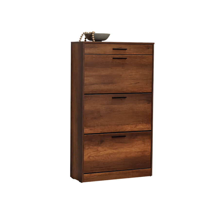 Flat Duo 3 Katlı Çekmeceli Ayakkabılık-Koyu Ceviz(Oslo Ceviz) 75x128x29 cm (GxYxD) - 6