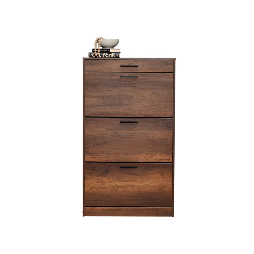 Flat Duo 3 Katlı Çekmeceli Ayakkabılık-Koyu Ceviz(Oslo Ceviz) 75x128x29 cm (GxYxD) - 5