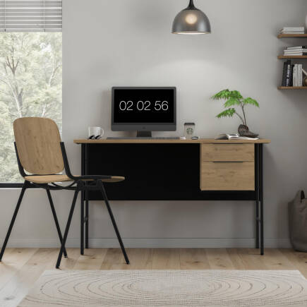 Focus Çalışma Masası Florida Meşe - Siyah 130x75x60 cm - 3