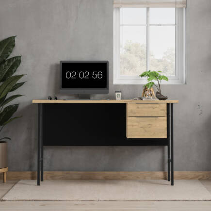 Focus Çalışma Masası Florida Meşe - Siyah 130x75x60 cm - 2