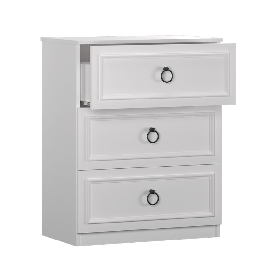 Hampton 3 Çekmeceli Şifonyer-Mat Beyaz 72x93x44 cm (GxYxD) - 5