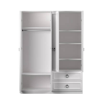 Hampton 4 Kapaklı 2 Çekmeceli Gardırop-Mat Beyaz 140x185x52 cm (GxYxD) - 11