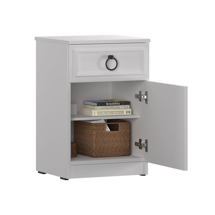 Hampton Çekmeceli Kapaklı Komodin-Mat Beyaz 40x63x38 cm (GxYxD) - 5