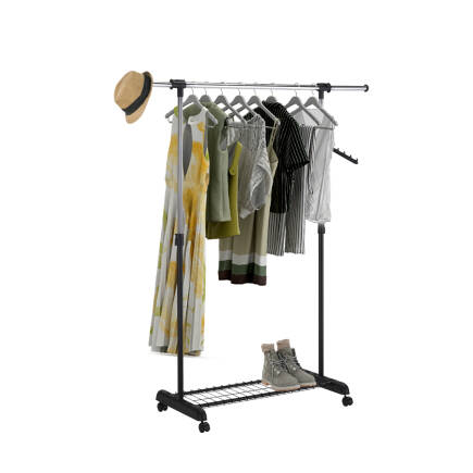 Handy Mate Morena Yükseklik Ayarlı Geniş Elbise Askısı-Siyah/Krom 83-147x43x101-168 cm - 3