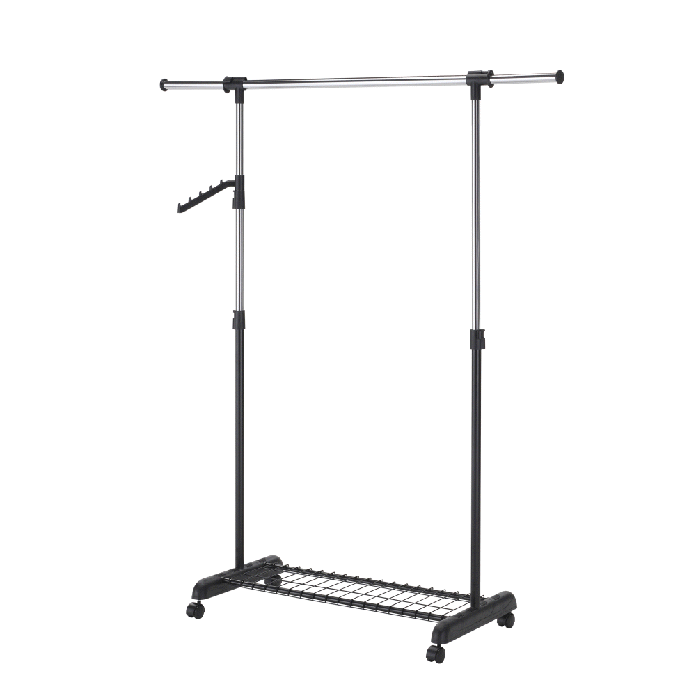 Handy Mate Morena Yükseklik Ayarlı Geniş Elbise Askısı-Siyah/Krom 83-147x43x101-168 cm - Adore Mobilya (1)