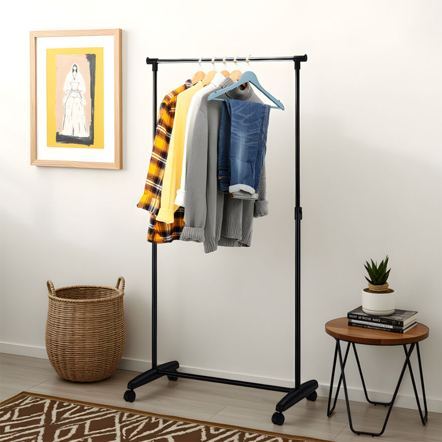 Handy Mate Nario Yükseklik Ayarlı Elbise Askısı-Siyah/Krom 85x95-160x43 cm - 1