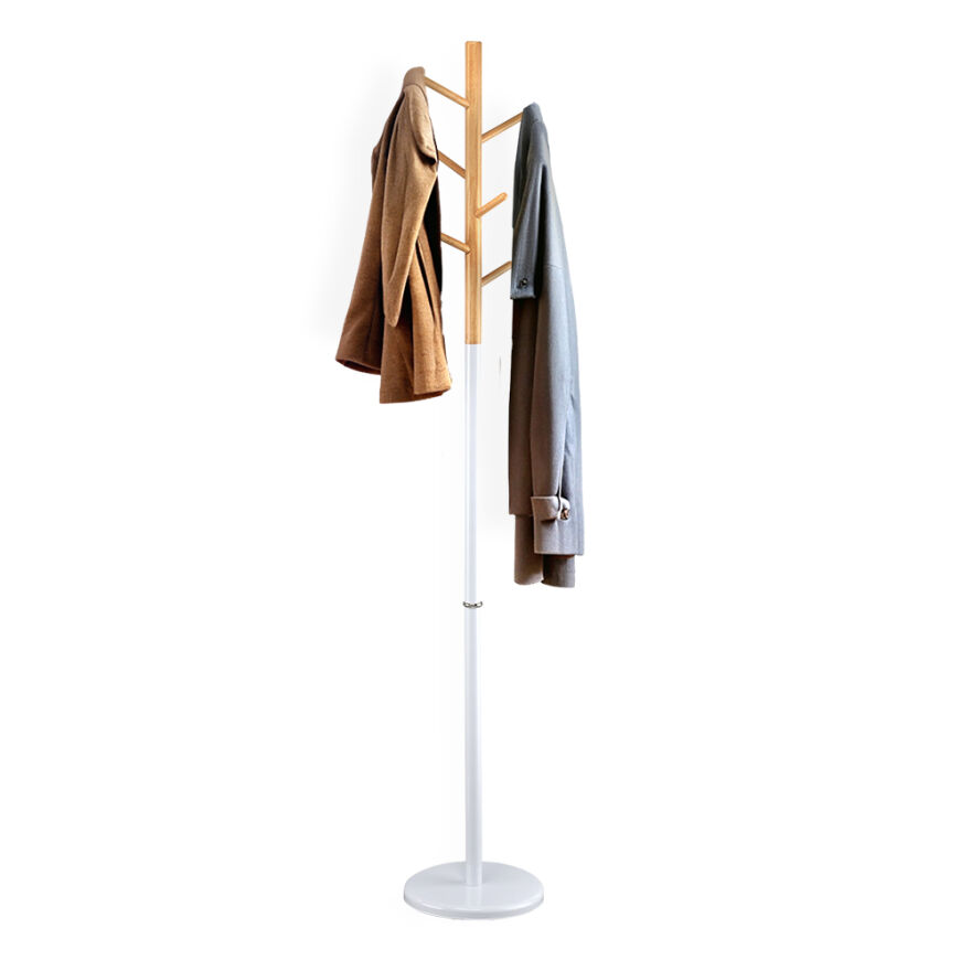 Handy Mate Nicolo Metal/Ahşap Askılık-Beyaz/Meşe 28x173x28 cm - 6