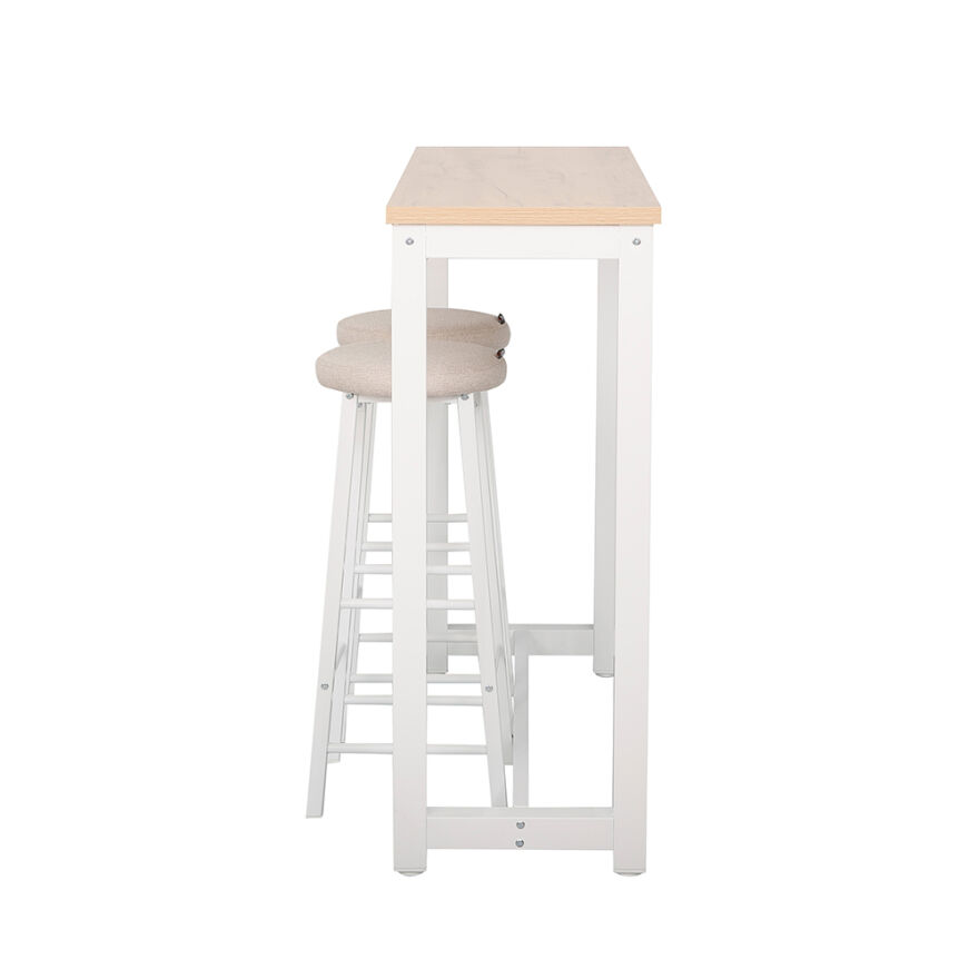 High-Rise 2 Tabureli Yüksek Ayaklı Yemek Masası - Beyaz 120x40x100 - 6