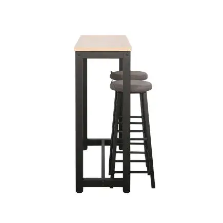 High-Rise 2 Tabureli Yüksek Ayaklı Yemek Masası - Ceviz/ Siyah 120x40x100 - 4