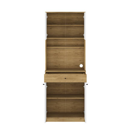 Lungo 4 Kapaklı Çok Amaçlı Kahve Köşesi - Florida Meşe/ Beyaz 72x195x45 cm - 8