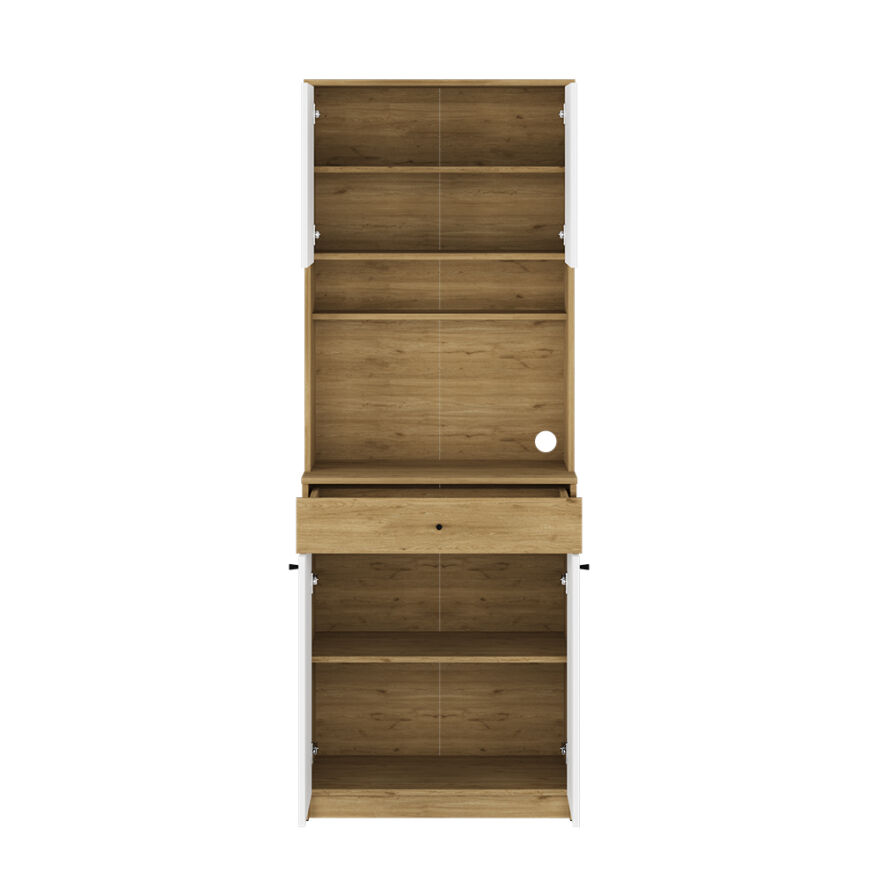 Lungo 4 Kapaklı Çok Amaçlı Kahve Köşesi - Florida Meşe/ Beyaz 72x195x45 cm - 8