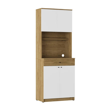 Lungo 4 Kapaklı Çok Amaçlı Kahve Köşesi - Florida Meşe/ Beyaz 72x195x45 cm - 5