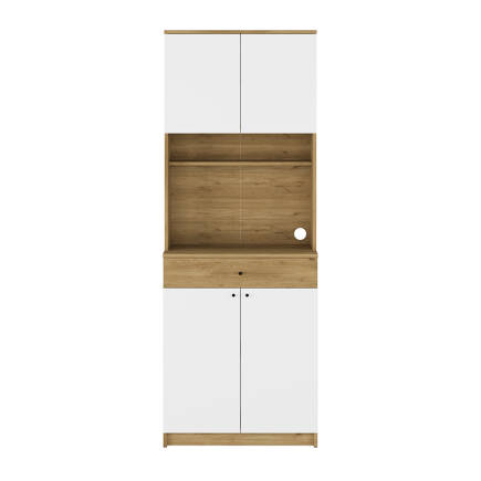 Lungo 4 Kapaklı Çok Amaçlı Kahve Köşesi - Florida Meşe/ Beyaz 72x195x45 cm - 7