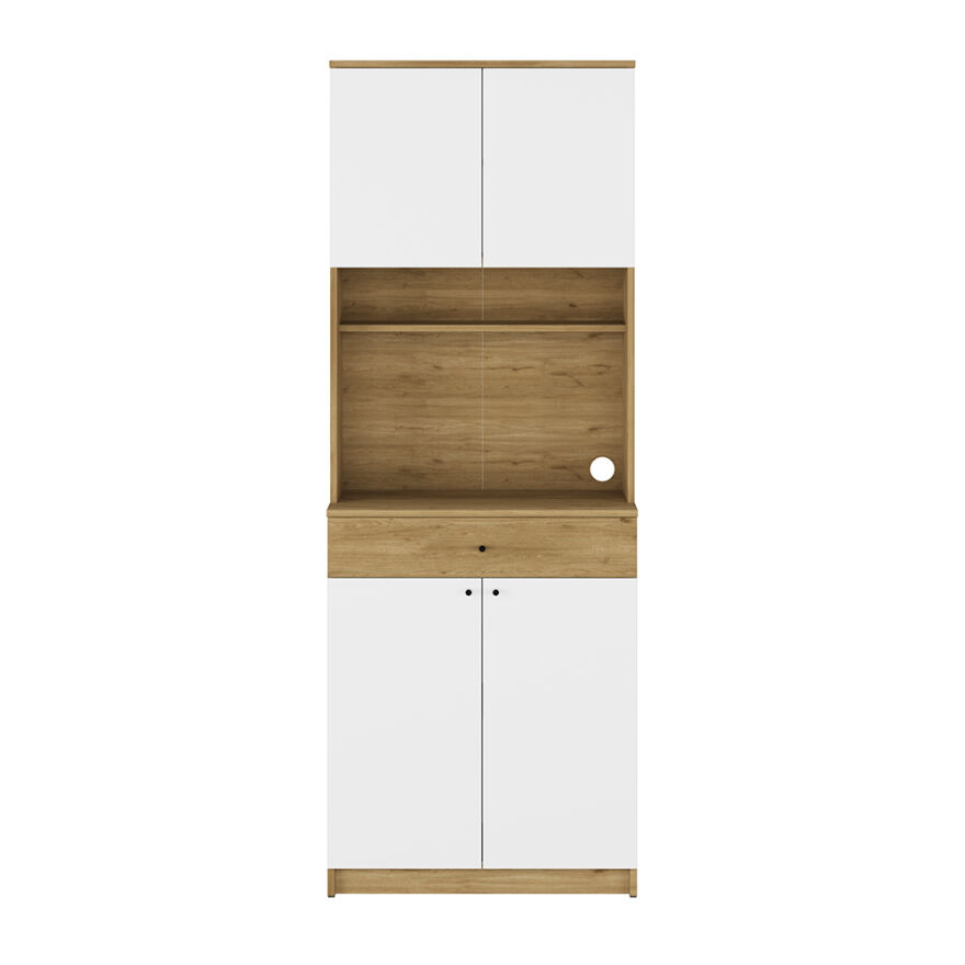 Lungo 4 Kapaklı Çok Amaçlı Kahve Köşesi - Florida Meşe/ Beyaz 72x195x45 cm - 7