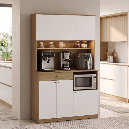 Lungo 6 Kapaklı Çok Amaçlı Kahve Köşesi - Florida Meşe/ Beyaz 120x195x45 cm (1)