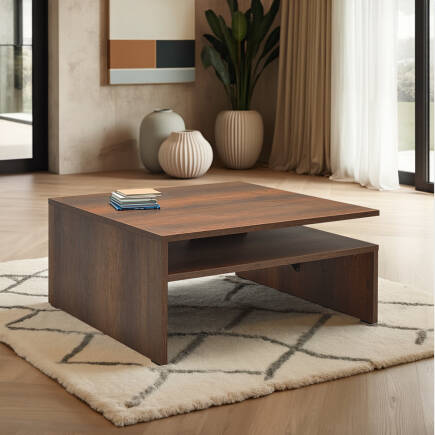 Level Kare Orta Sehpa - Koyu Ceviz (Oslo Ceviz) 90x42x90 cm (GxYxD) 