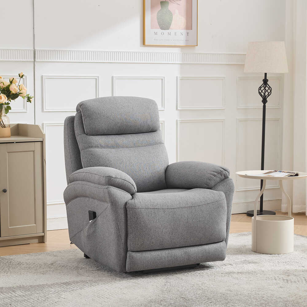 Lisbon Power Lift Otomatik Mekanizmalı Baba ve TV Koltuğu Bej-Gri Kumaş 88x99x106 cm - Adore Mobilya (1)