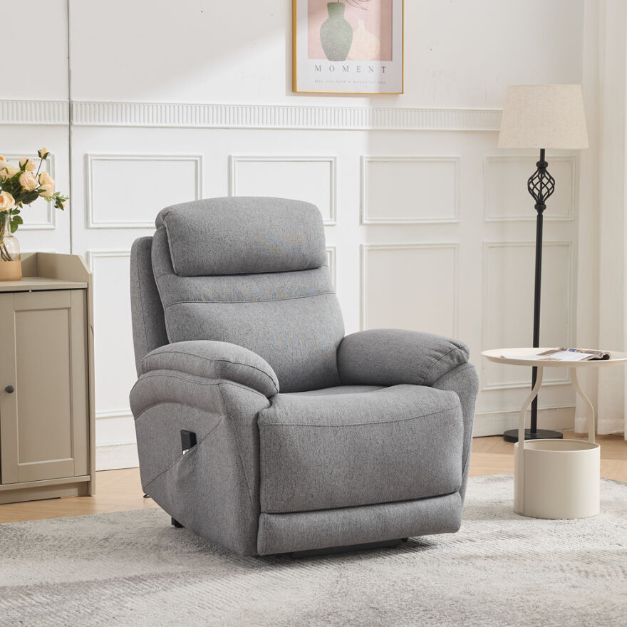 Lisbon Power Lift Otomatik Mekanizmalı Baba ve TV Koltuğu Bej-Gri Kumaş 88x99x106 cm - 2