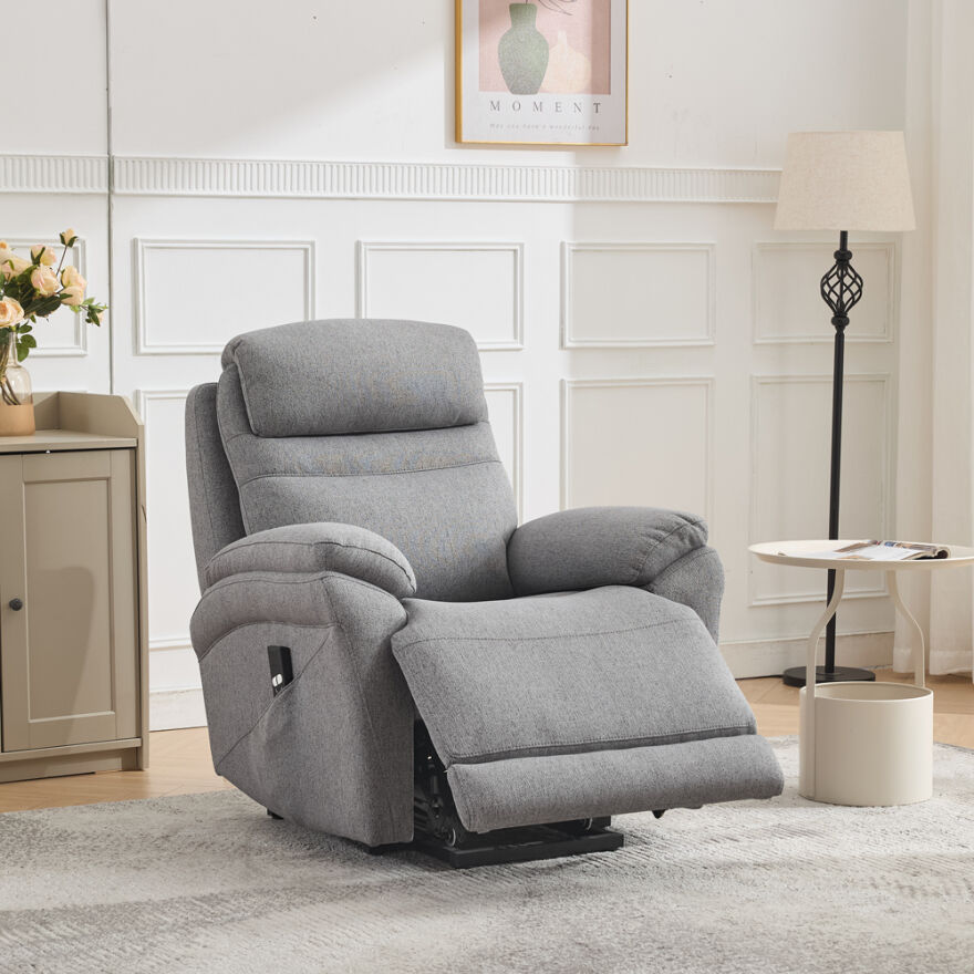 Lisbon Power Lift Otomatik Mekanizmalı Baba ve TV Koltuğu Bej-Gri Kumaş 88x99x106 cm - 1