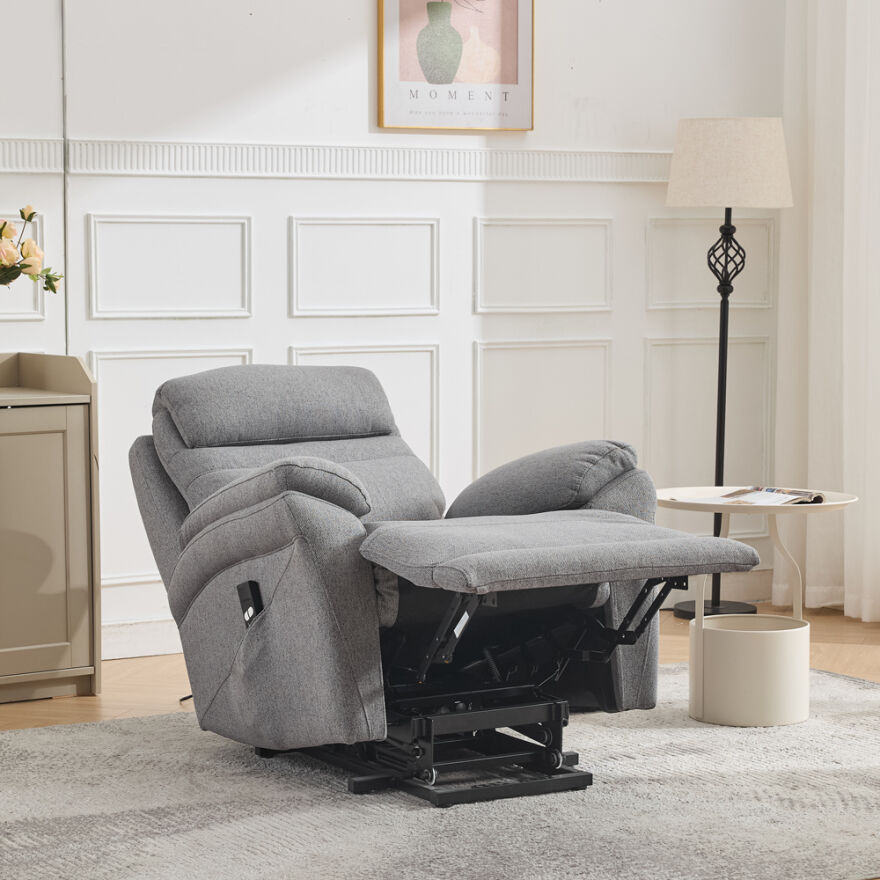 Lisbon Power Lift Otomatik Mekanizmalı Baba ve TV Koltuğu Bej-Gri Kumaş 88x99x106 cm - 12