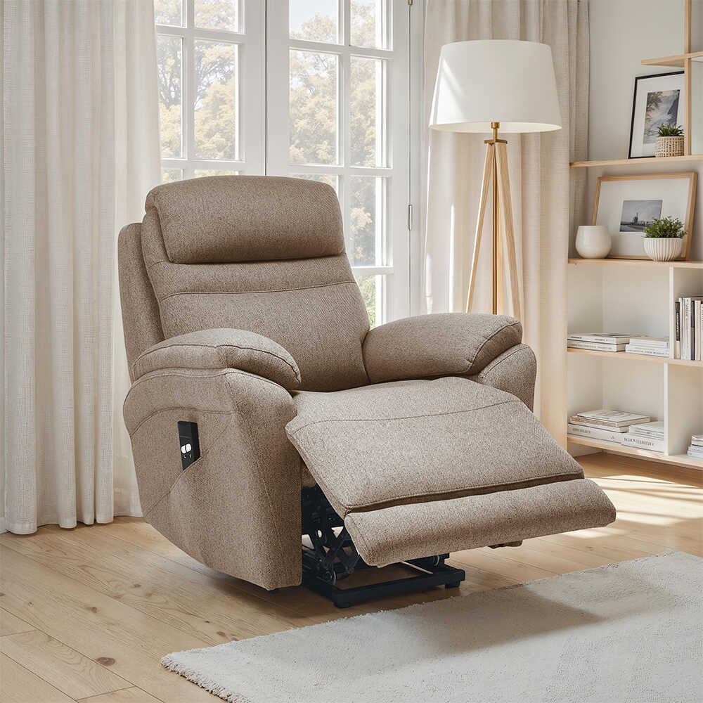 Lisbon Power Lift Otomatik Mekanizmalı Baba ve TV Koltuğu Vizon Kumaş 88x99x106 cm - Adore Mobilya