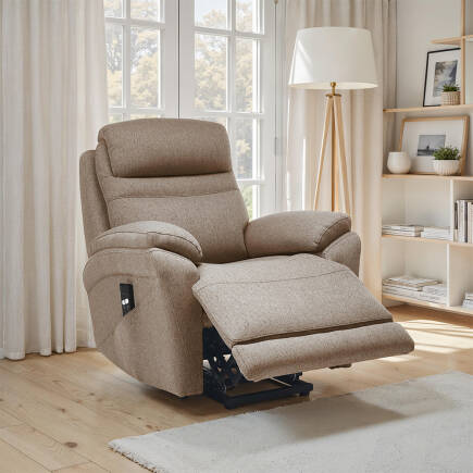 Lisbon Power Lift Otomatik Mekanizmalı Baba ve TV Koltuğu Vizon Kumaş 88x99x106 cm 