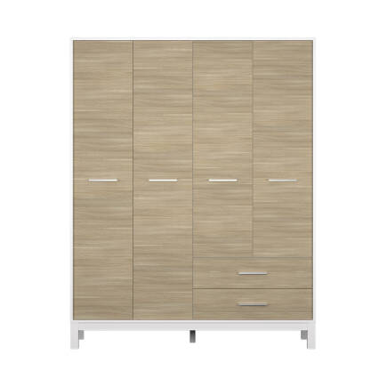 London 4 Kapaklı 2 Çekmeceli Gardırop-Meşe-Beyaz 159x202x52 cm (GxYxD) - 3