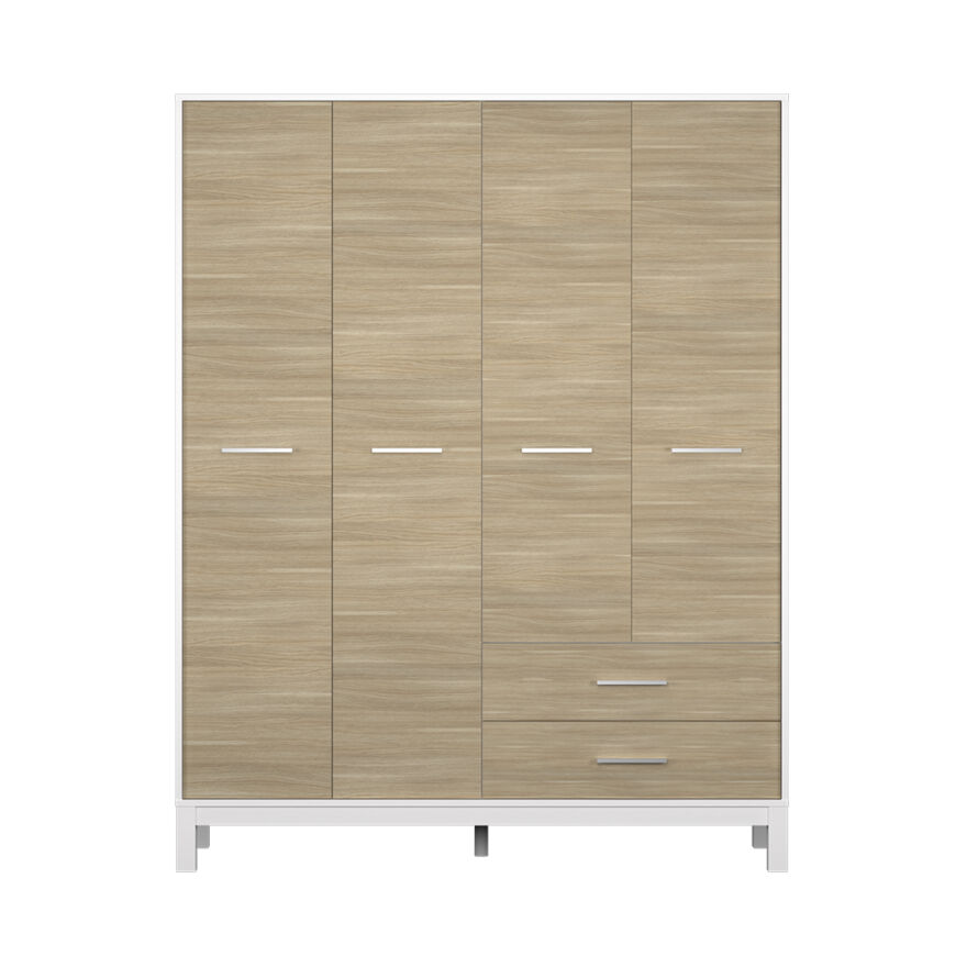 London 4 Kapaklı 2 Çekmeceli Gardırop-Meşe-Beyaz 159x202x52 cm (GxYxD) - 3