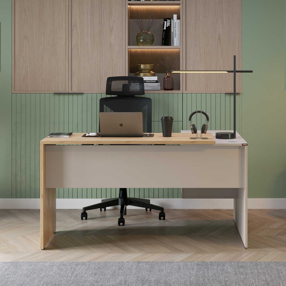 Madrid 3 Çekmeceli L Çalışma Masası - Florida Meşe/Vizon 140x75x107 cm - Adore Mobilya (1)