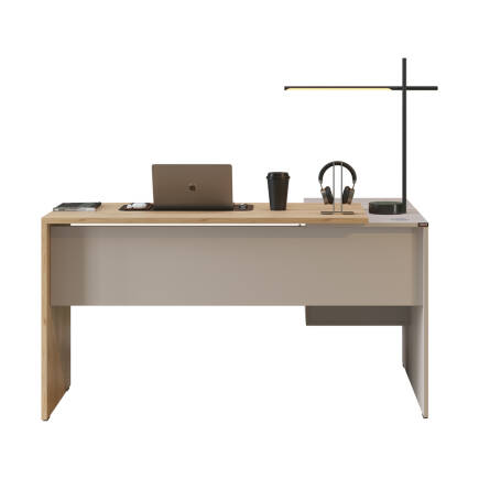 Madrid 3 Çekmeceli L Çalışma Masası - Florida Meşe/Vizon 140x75x107 cm - 5