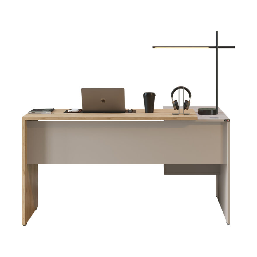 Madrid 3 Çekmeceli L Çalışma Masası - Florida Meşe/Vizon 140x75x107 cm - 5