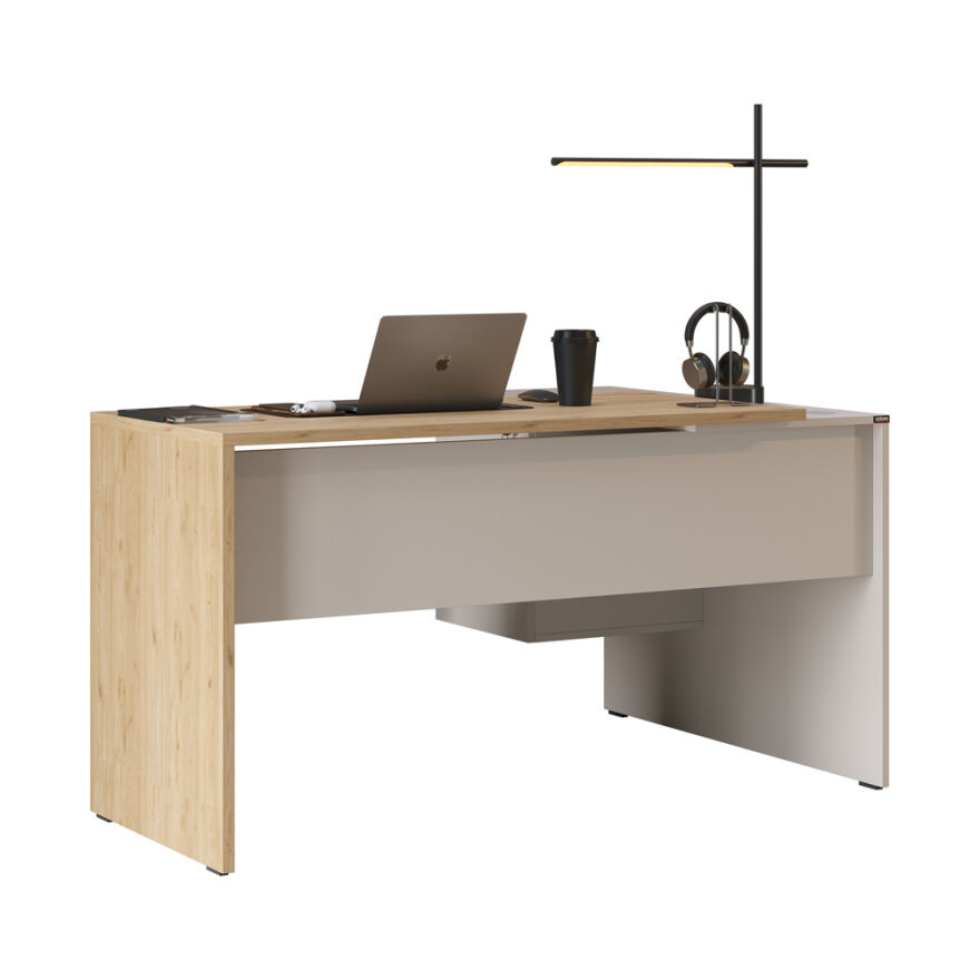 Madrid 3 Çekmeceli L Çalışma Masası - Florida Meşe/Vizon 140x75x107 cm - 6