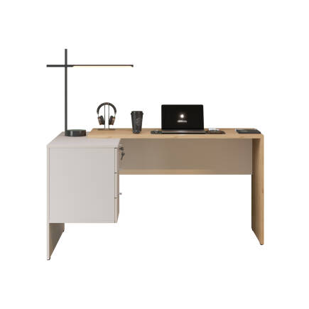 Madrid 3 Çekmeceli L Çalışma Masası - Florida Meşe/Vizon 140x75x107 cm - 7